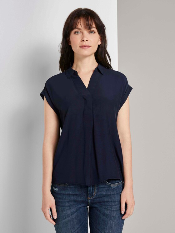 Blusenshirt mit Henley-Kragen - Frauen - Sky Captain Blue Blusenshirt mit Henley-Kragen - Frauen - Sky Captain Blue - 1 - TOM TAILOR