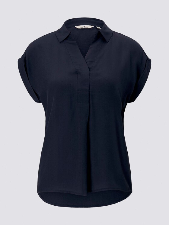 Blusenshirt mit Henley-Kragen - Frauen - Sky Captain Blue Blusenshirt mit Henley-Kragen - Frauen - Sky Captain Blue - 7 - TOM TAILOR