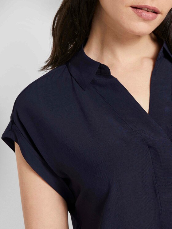 Blusenshirt mit Henley-Kragen - Frauen - Sky Captain Blue Blusenshirt mit Henley-Kragen - Frauen - Sky Captain Blue - 9 - TOM TAILOR