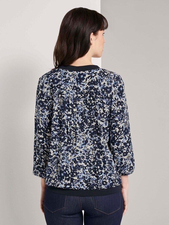 Gemusterte Bluse mit Tape-Details - Frauen - blue flower design Gemusterte Bluse mit Tape-Details - Frauen - blue flower design - 2 - TOM TAILOR