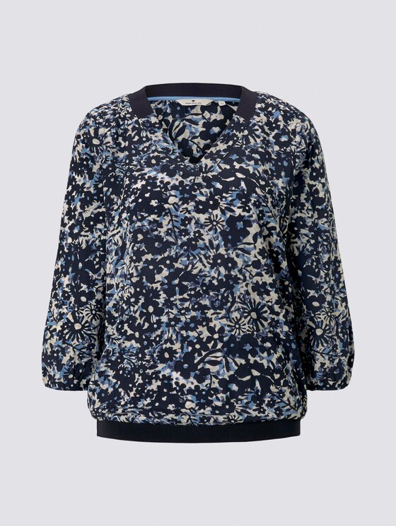 Gemusterte Bluse mit Tape-Details - Frauen - blue flower design Gemusterte Bluse mit Tape-Details - Frauen - blue flower design - 7 - TOM TAILOR