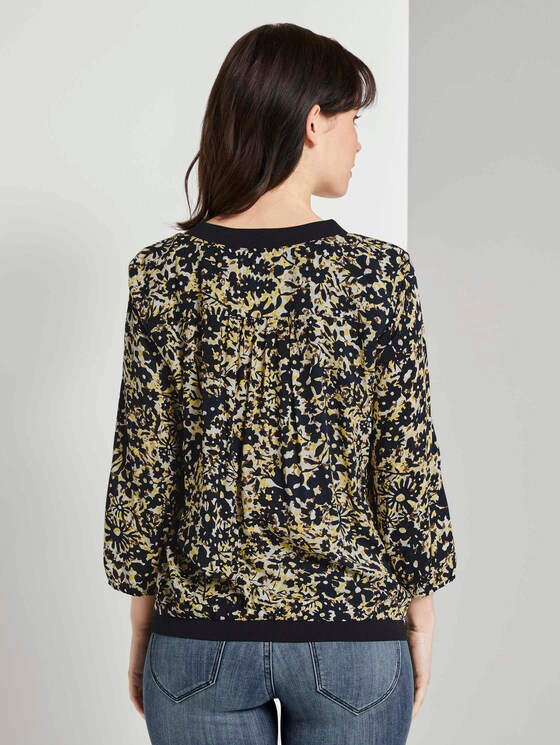 Gemusterte Bluse mit Tape-Details - Frauen - yellow flower design Gemusterte Bluse mit Tape-Details - Frauen - yellow flower design - 2 - TOM TAILOR