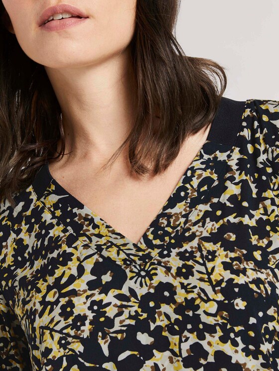 Gemusterte Bluse mit Tape-Details - Frauen - yellow flower design Gemusterte Bluse mit Tape-Details - Frauen - yellow flower design - 9 - TOM TAILOR
