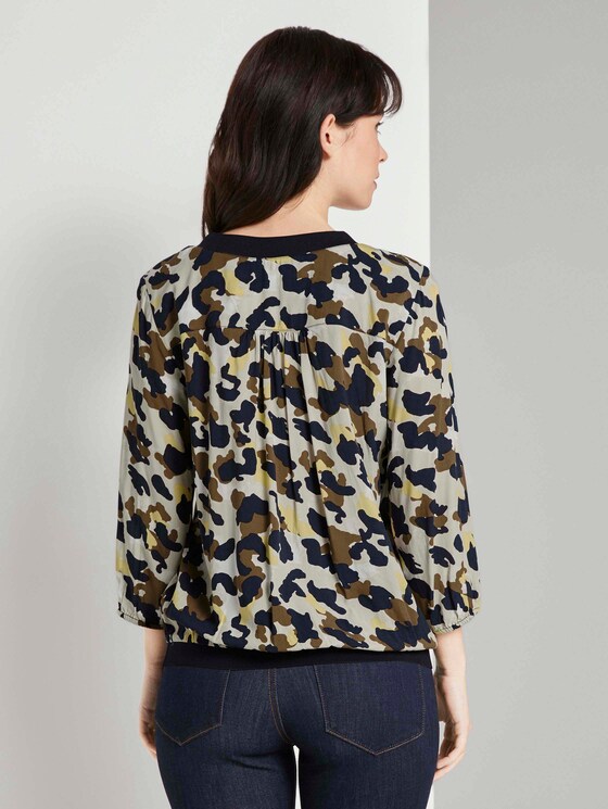 Gemusterte Bluse mit Tape-Details - Frauen - khaki yellow camouflage design Gemusterte Bluse mit Tape-Details - Frauen - khaki yellow camouflage design - 2 - TOM TAILOR