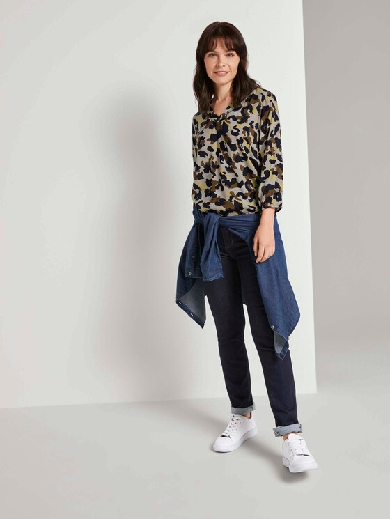 Gemusterte Bluse mit Tape-Details - Frauen - khaki yellow camouflage design Gemusterte Bluse mit Tape-Details - Frauen - khaki yellow camouflage design - 3 - TOM TAILOR