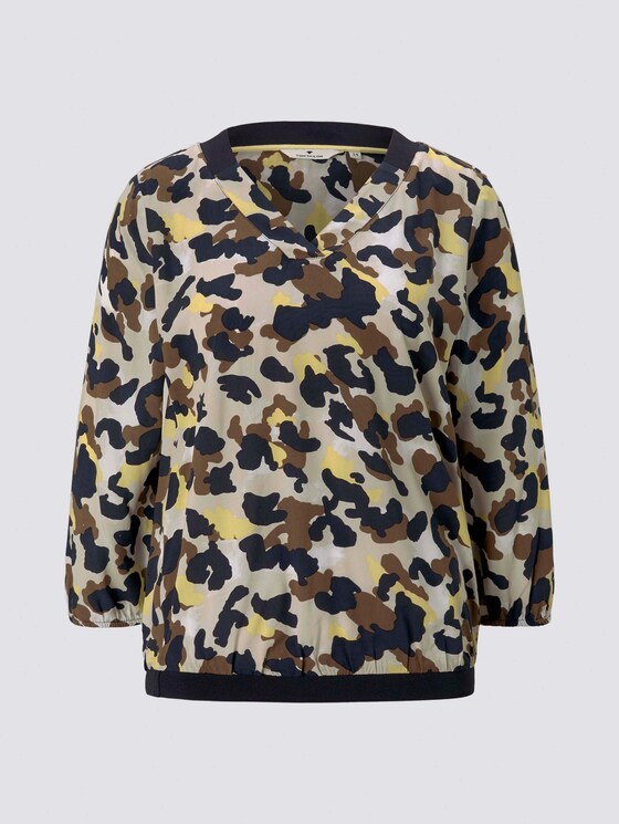Gemusterte Bluse mit Tape-Details - Frauen - khaki yellow camouflage design Gemusterte Bluse mit Tape-Details - Frauen - khaki yellow camouflage design - 7 - TOM TAILOR