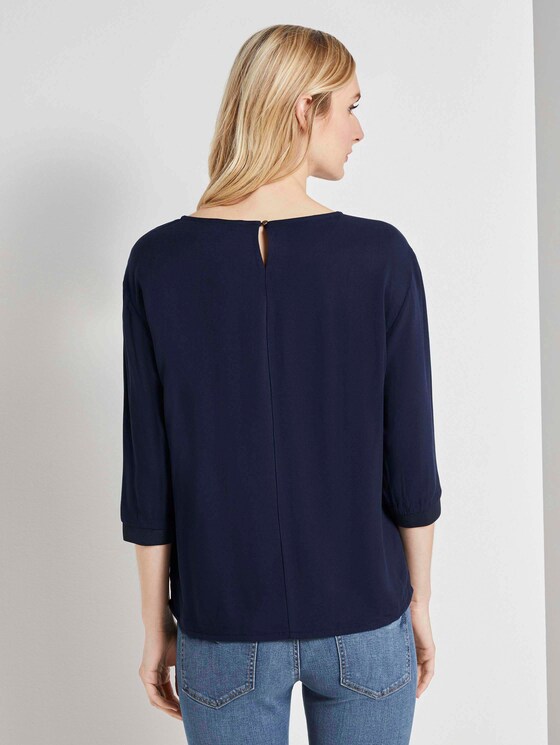 Bluse mit Tunnelzug und Tape-Detail - Frauen - Sky Captain Blue Bluse mit Tunnelzug und Tape-Detail - Frauen - Sky Captain Blue - 2 - TOM TAILOR