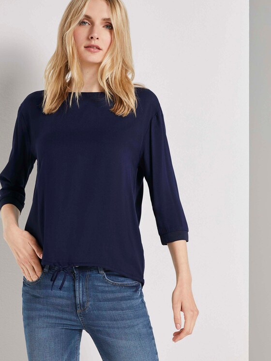 Bluse mit Tunnelzug und Tape-Detail - Frauen - Sky Captain Blue Bluse mit Tunnelzug und Tape-Detail - Frauen - Sky Captain Blue - 5 - TOM TAILOR