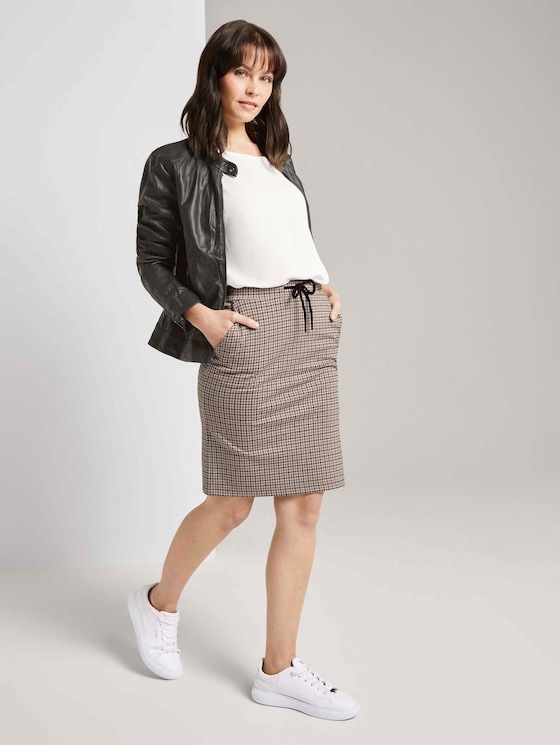 Checked jersey skirt - Women - camel small check Checked jersey skirt - Women - camel small check - 3 - TOM TAILOR