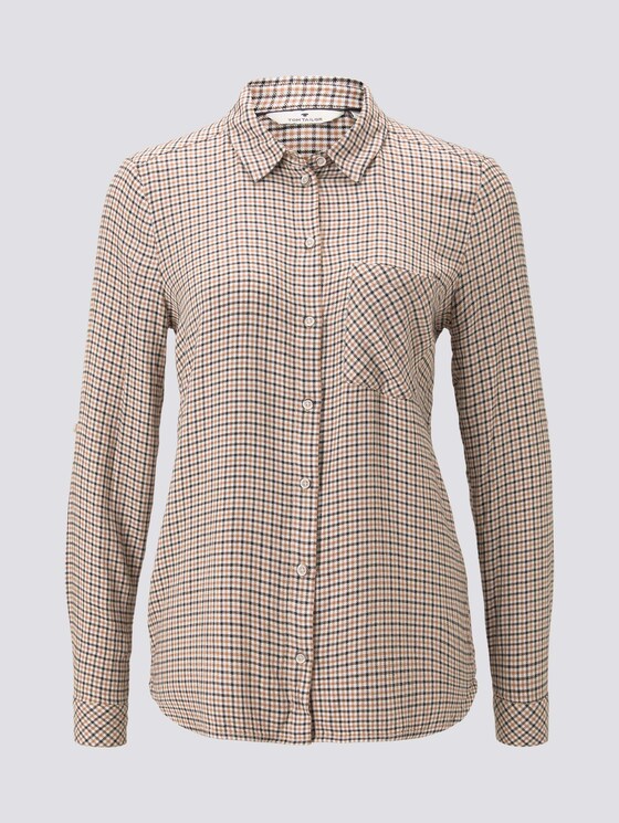 Karierte Bluse mit Turn-Ups - Frauen - camel small check Karierte Bluse mit Turn-Ups - Frauen - camel small check - 7 - TOM TAILOR