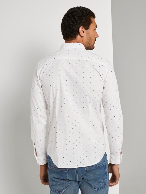 Gemustertes Hemd mit Paspeltasche - Männer - offwhite navy scattered design Gemustertes Hemd mit Paspeltasche - Männer - offwhite navy scattered design - 2 - TOM TAILOR