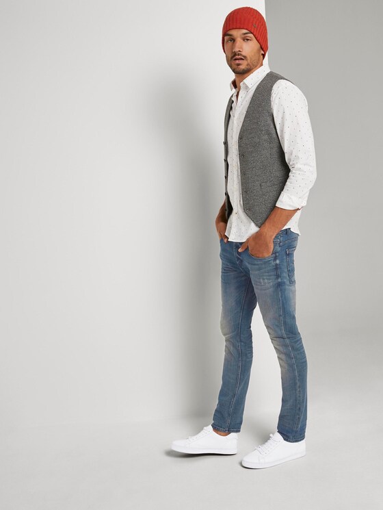 Gemustertes Hemd mit Paspeltasche - Männer - offwhite navy scattered design Gemustertes Hemd mit Paspeltasche - Männer - offwhite navy scattered design - 3 - TOM TAILOR