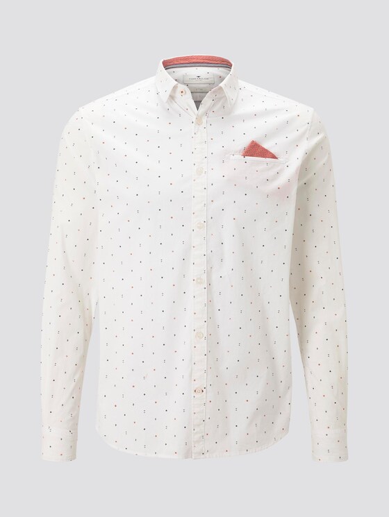 Gemustertes Hemd mit Paspeltasche - Männer - offwhite navy scattered design Gemustertes Hemd mit Paspeltasche - Männer - offwhite navy scattered design - 7 - TOM TAILOR