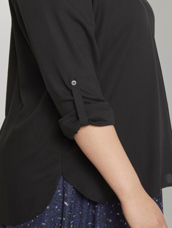 Turn-Up Bluse mit Faltendetails - Frauen - Deep Black Turn-Up Bluse mit Faltendetails - Frauen - Deep Black - 9 - My True Me