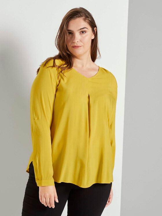 Turn-up blouse with pleated details - Women - california sand yellow Turn-up blouse with pleated details - Women - california sand yellow - 1 - My True Me