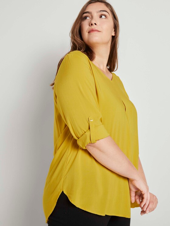 Turn-up blouse with pleated details - Women - california sand yellow Turn-up blouse with pleated details - Women - california sand yellow - 5 - My True Me