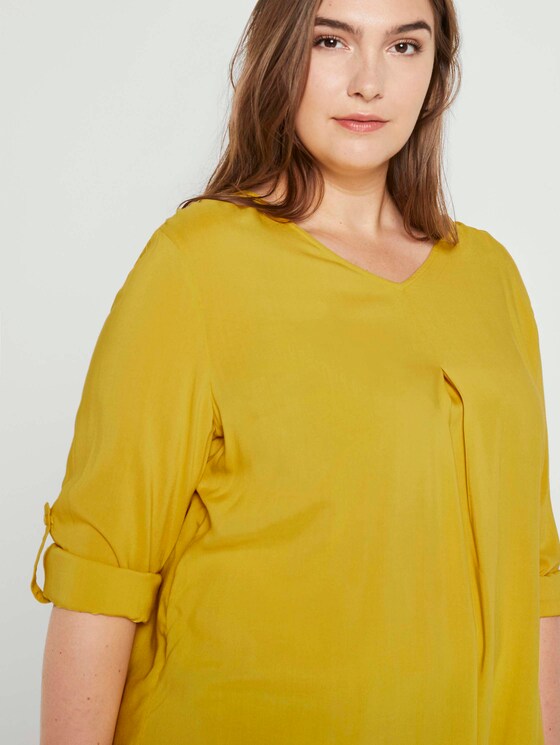 Turn-up blouse with pleated details - Women - california sand yellow Turn-up blouse with pleated details - Women - california sand yellow - 9 - My True Me
