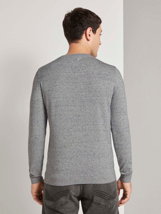 Basic Pullover in Mélange-Optik - Männer - white blue heather yarn Basic Pullover in Mélange-Optik - Männer - white blue heather yarn - 2 - TOM TAILOR