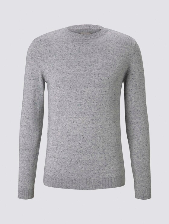 Basic Pullover in Mélange-Optik - Männer - white blue heather yarn Basic Pullover in Mélange-Optik - Männer - white blue heather yarn - 7 - TOM TAILOR