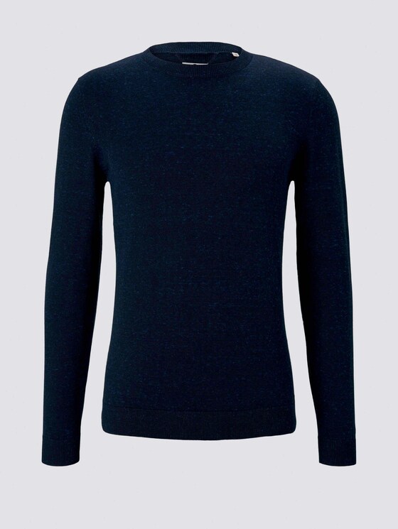 Basic Pullover in Mélange-Optik - Männer - navy blue heather Basic Pullover in Mélange-Optik - Männer - navy blue heather - 7 - TOM TAILOR