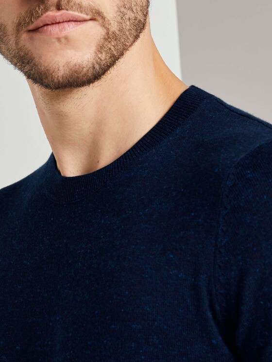 Basic Pullover in Mélange-Optik - Männer - navy blue heather Basic Pullover in Mélange-Optik - Männer - navy blue heather - 9 - TOM TAILOR