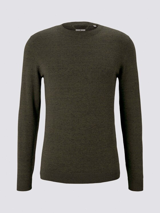 Basic Pullover in Mélange-Optik - Männer - olive navy heather yarn Basic Pullover in Mélange-Optik - Männer - olive navy heather yarn - 7 - TOM TAILOR