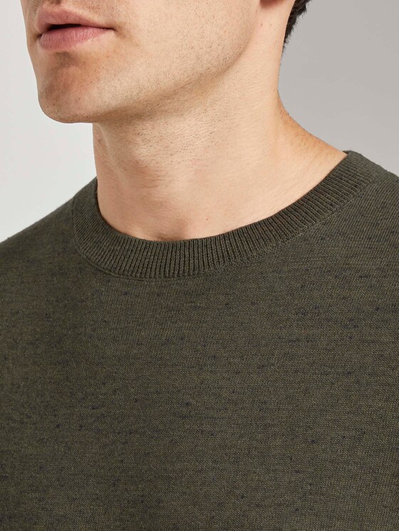 Basic Pullover in Mélange-Optik - Männer - olive navy heather yarn Basic Pullover in Mélange-Optik - Männer - olive navy heather yarn - 9 - TOM TAILOR