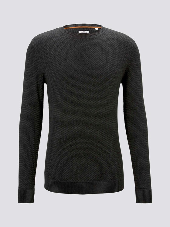 Pullover mit Strukturmuster - Männer - Black Grey Melange Pullover mit Strukturmuster - Männer - Black Grey Melange - 7 - TOM TAILOR