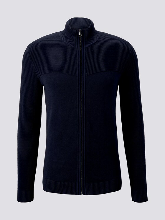 Strickjacke mit Stehkragen - Männer - Dark Blue Strickjacke mit Stehkragen - Männer - Dark Blue - 7 - TOM TAILOR