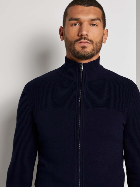 Strickjacke mit Stehkragen - Männer - Dark Blue Strickjacke mit Stehkragen - Männer - Dark Blue - 9 - TOM TAILOR