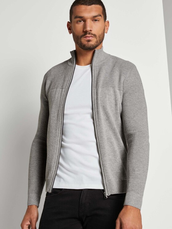 Strickjacke mit Stehkragen - Männer - Grey Heather Melange Strickjacke mit Stehkragen - Männer - Grey Heather Melange - 5 - TOM TAILOR