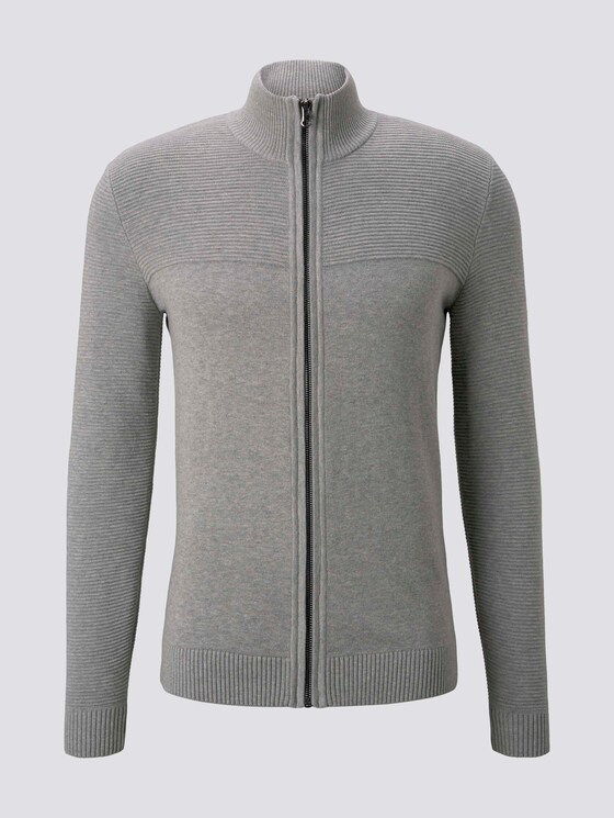 Strickjacke mit Stehkragen - Männer - Grey Heather Melange Strickjacke mit Stehkragen - Männer - Grey Heather Melange - 7 - TOM TAILOR