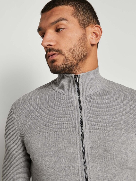 Strickjacke mit Stehkragen - Männer - Grey Heather Melange Strickjacke mit Stehkragen - Männer - Grey Heather Melange - 9 - TOM TAILOR