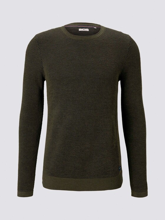 Strukturierter Pullover mit Seiteneinsätzen - Männer - olive navy plated Strukturierter Pullover mit Seiteneinsätzen - Männer - olive navy plated - 7 - TOM TAILOR