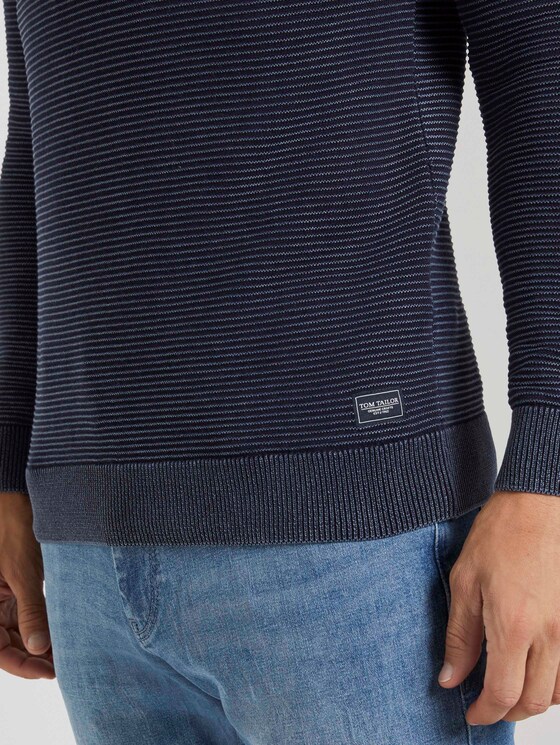 Strukturierter Stehkragenpullover im Washed-Look - Männer - Dark Blue Strukturierter Stehkragenpullover im Washed-Look - Männer - Dark Blue - 10 - TOM TAILOR