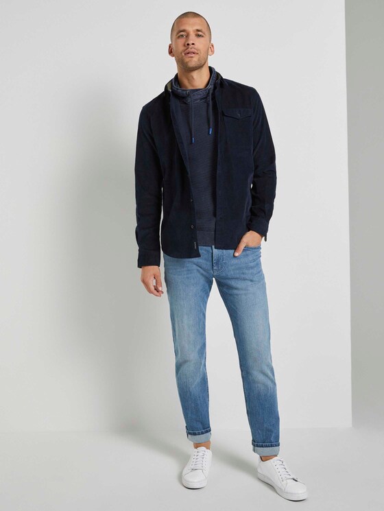 Strukturierter Stehkragenpullover im Washed-Look - Männer - Dark Blue Strukturierter Stehkragenpullover im Washed-Look - Männer - Dark Blue - 3 - TOM TAILOR