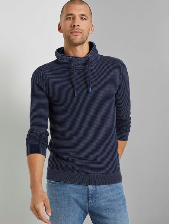 Strukturierter Stehkragenpullover im Washed-Look - Männer - Dark Blue Strukturierter Stehkragenpullover im Washed-Look - Männer - Dark Blue - 5 - TOM TAILOR