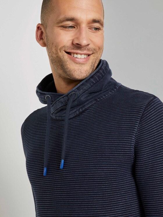 Strukturierter Stehkragenpullover im Washed-Look - Männer - Dark Blue Strukturierter Stehkragenpullover im Washed-Look - Männer - Dark Blue - 9 - TOM TAILOR