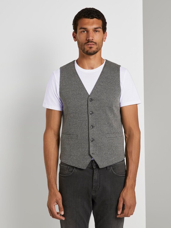 Anzugweste mit Hahnentrittmuster - Männer - grey houndstooth Anzugweste mit Hahnentrittmuster - Männer - grey houndstooth - 1 - TOM TAILOR