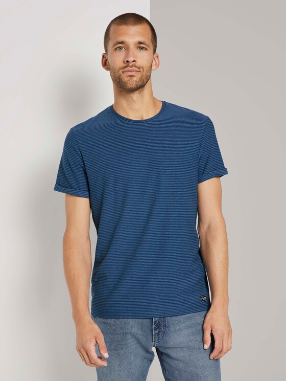 T-Shirt mit Strukturstreifen - Männer - after dark blue T-Shirt mit Strukturstreifen - Männer - after dark blue - 1 - TOM TAILOR