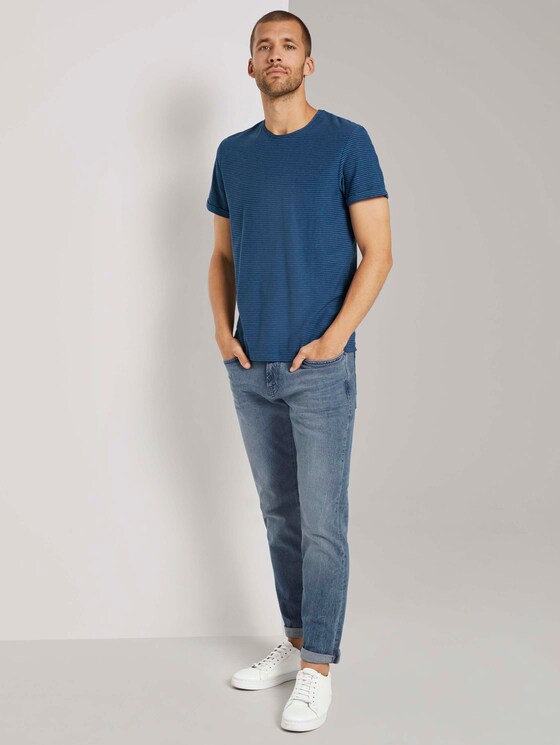 T-Shirt mit Strukturstreifen - Männer - after dark blue T-Shirt mit Strukturstreifen - Männer - after dark blue - 3 - TOM TAILOR