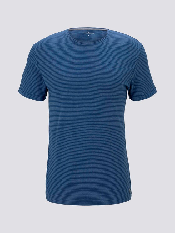 T-Shirt mit Strukturstreifen - Männer - after dark blue T-Shirt mit Strukturstreifen - Männer - after dark blue - 7 - TOM TAILOR