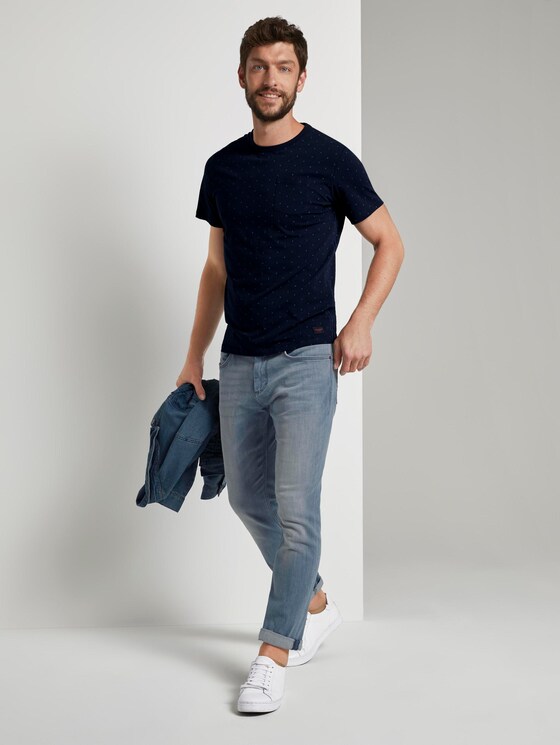 Fein gemustertes T-Shirt mit Brusttasche - Männer - Sky Captain Blue Fein gemustertes T-Shirt mit Brusttasche - Männer - Sky Captain Blue - 3 - TOM TAILOR