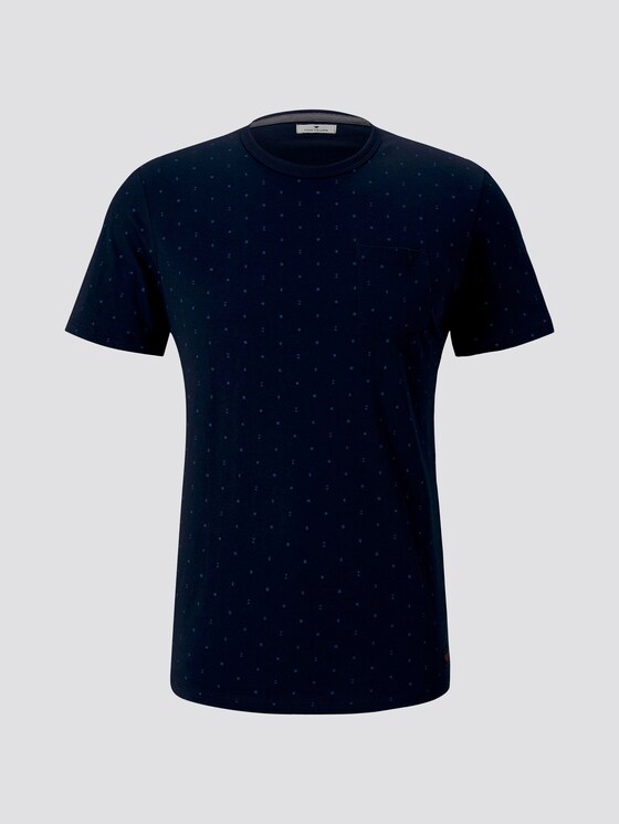 Fein gemustertes T-Shirt mit Brusttasche - Männer - Sky Captain Blue Fein gemustertes T-Shirt mit Brusttasche - Männer - Sky Captain Blue - 7 - TOM TAILOR