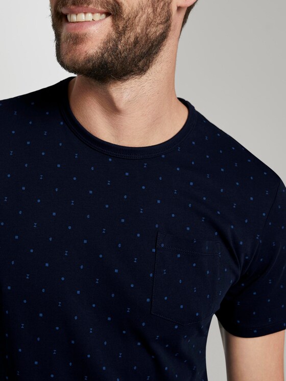 Fein gemustertes T-Shirt mit Brusttasche - Männer - Sky Captain Blue Fein gemustertes T-Shirt mit Brusttasche - Männer - Sky Captain Blue - 9 - TOM TAILOR
