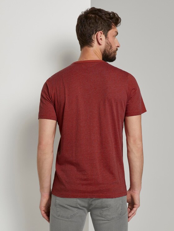 Fein gemustertes T-Shirt mit Brusttasche - Männer - Ginger Orange Fein gemustertes T-Shirt mit Brusttasche - Männer - Ginger Orange - 2 - TOM TAILOR