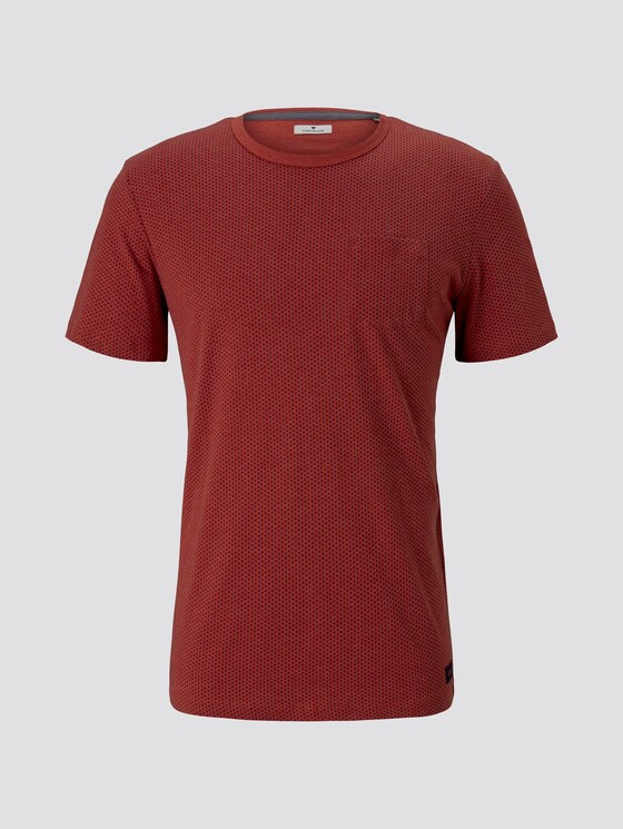 Fein gemustertes T-Shirt mit Brusttasche - Männer - Ginger Orange Fein gemustertes T-Shirt mit Brusttasche - Männer - Ginger Orange - 7 - TOM TAILOR