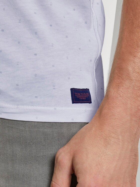 Fein gemustertes T-Shirt mit Brusttasche - Männer - White Fein gemustertes T-Shirt mit Brusttasche - Männer - White - 10 - TOM TAILOR