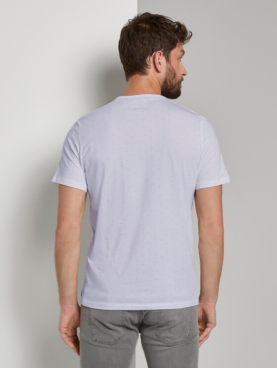 Fein gemustertes T-Shirt mit Brusttasche - Männer - White Fein gemustertes T-Shirt mit Brusttasche - Männer - White - 2 - TOM TAILOR
