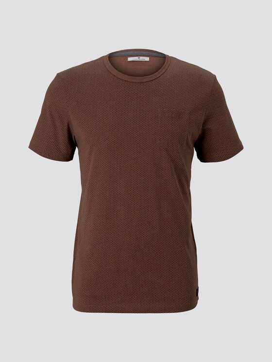 Fein gemustertes T-Shirt mit Brusttasche - Männer - brown oak Fein gemustertes T-Shirt mit Brusttasche - Männer - brown oak - 7 - TOM TAILOR